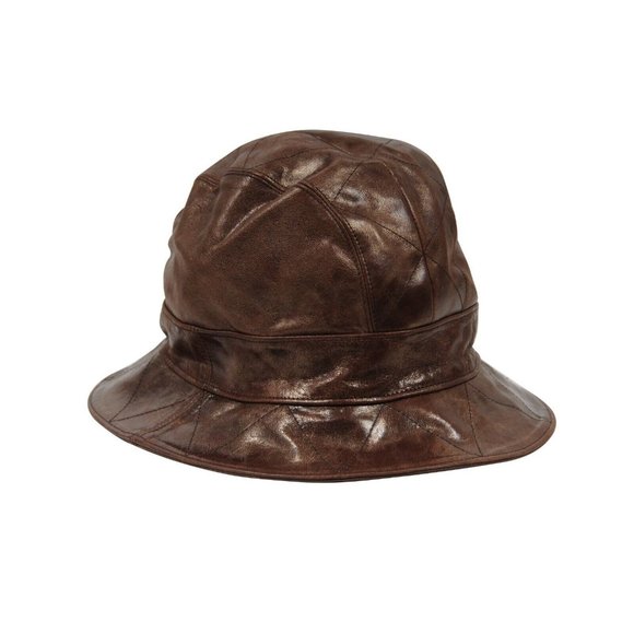 Christian Dior Womens Vintage Logo Bucket Hat 57 Brown Distressed Goat Leather main image 5